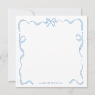 Chic Girly Baby Blue Bow Ribbon Frame Mitteilungskarte
