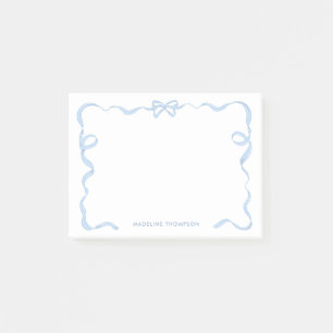 Chic Girly Baby Blue Bow Ribbon Frame Post-it Klebezettel
