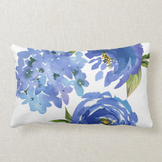 Chic Girly Blue Floral Peongees Hydrangees Lendenkissen