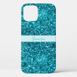 Chic Girly Blue Glitzer Name Design Case-Mate iPhone Hülle