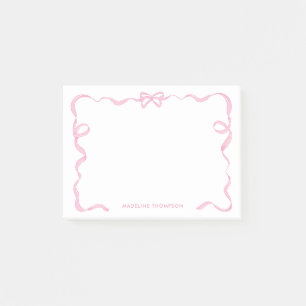 Chic Girly Blush Pink Bow Ribbon Frame Post-it Klebezettel