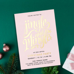 Chic Girly Blush Pink Gold Cocktail Calligrafy Folieneinladung