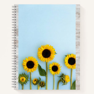 Chic Girly Floral Gelbe Sonnenblume Niedlich Grau Notizbuch