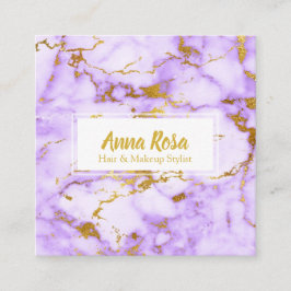 *~* Chic-Girly Goldlila Marmormake-up populär Quadratische Visitenkarte