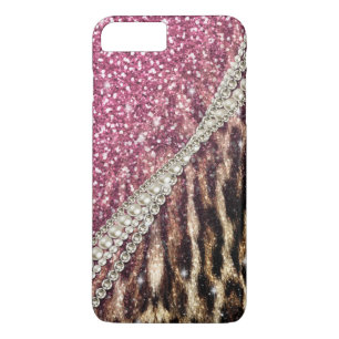 Chic Girly Leopard Print Pink Glitzer Case-Mate iPhone Hülle