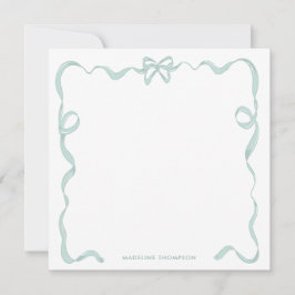 Chic Girly Mint Green Bow Ribbon Frame Mitteilungskarte