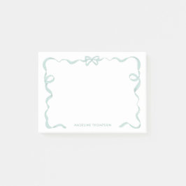 Chic Girly Mint Green Bow Ribbon Frame Post-it Klebezettel