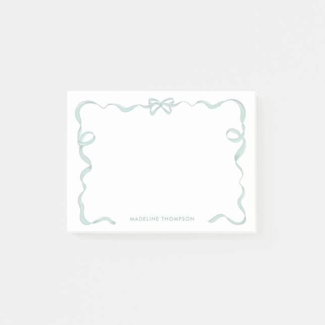 Chic Girly Mint Green Bow Ribbon Frame Post-it Klebezettel (Vorderseite)