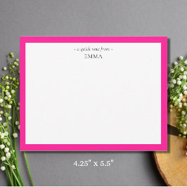 Chic Girly Modern Hot Pink Correspondence Mitteilungskarte