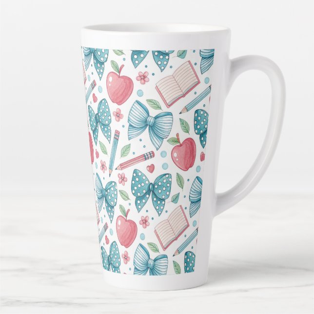 Chic Girly Pattern Teacher Milchtasse (Rechts)