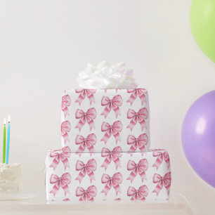 Chic Girly Pink Bows Geburtstag Geschenkpapier