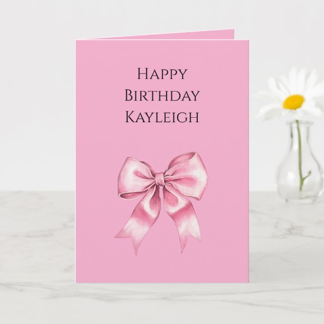 Chic Girly Pink Bows Geburtstag Karte (Kleine Pflanze)