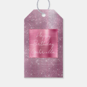 Chic Girly Pink Glam Sparkle Geschenkanhänger