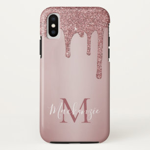 Chic Girly Pink Glitzer Tropfens Monogram Case-Mate iPhone Hülle
