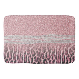 Chic Girly Pink Leopard Glitzer Image Badematte