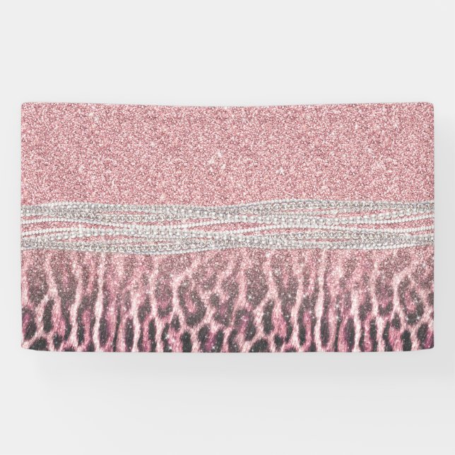 Chic Girly Pink Leopard Glitzer Image Banner (Horizontal)