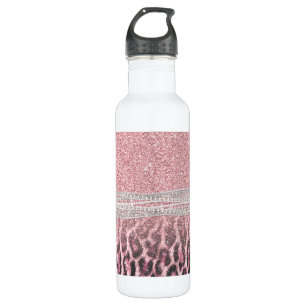 Chic Girly Pink Leopard Glitzer Image Edelstahlflasche