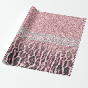 Chic Girly Pink Leopard Glitzer Image Geschenkpapier