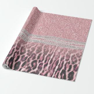 Chic Girly Pink Leopard Glitzer Image Geschenkpapier