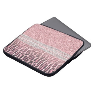 Chic Girly Pink Leopard Glitzer Image Laptopschutzhülle