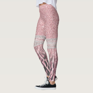 Chic Girly Pink Leopard Glitzer Image Leggings