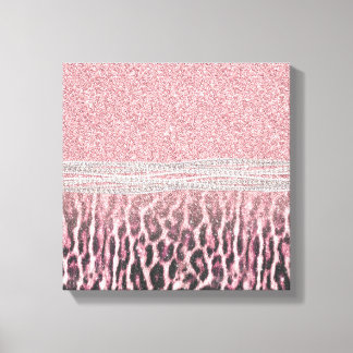 Chic Girly Pink Leopard Glitzer Image Leinwanddruck