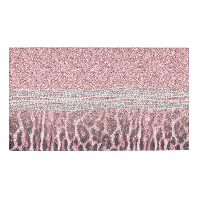 Chic Girly Pink Leopard Glitzer Image Namenschild (Vorderseite)