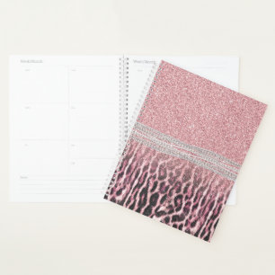 Chic Girly Pink Leopard Glitzer Image Planer