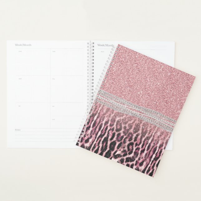 Chic Girly Pink Leopard Glitzer Image Planer (Anzeige)