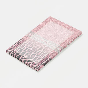 Chic Girly Pink Leopard Glitzer Image Post-it Klebezettel