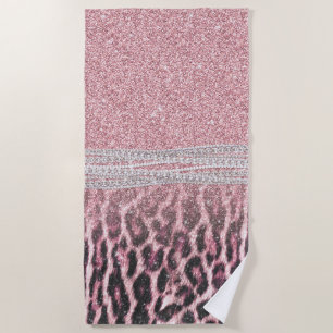 Chic Girly Pink Leopard Glitzer Image Strandtuch