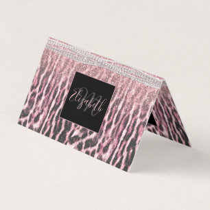 Chic Girly Pink Leopard Glitzer Image Visitenkarten