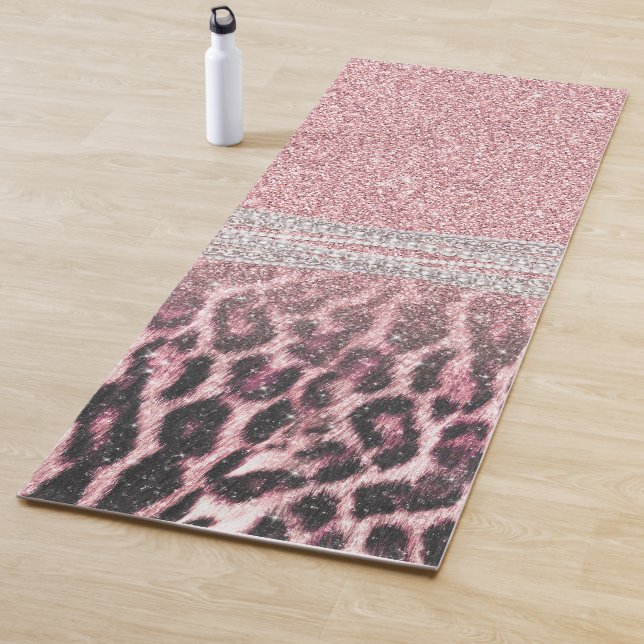 Chic Girly Pink Leopard Glitzer Image Yogamatte (Beispiel)