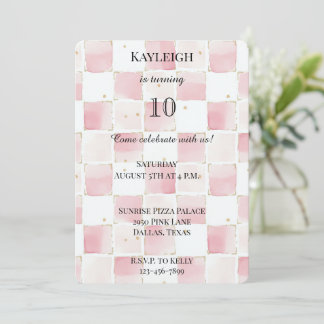 Chic Girly Pink Squares Geburtstag Einladung