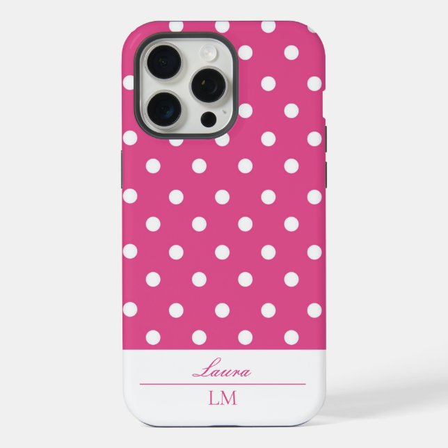 Chic Girly Pink und White Polka Dosen stark iPhone Hülle (Rückseite)