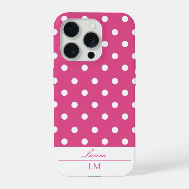 Chic Girly Pink und White Polka Dots iPhone Hülle (Rückseite)