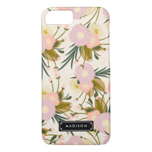 Chic Girly Retro Floral Lilac & Peach Personalisie iPhone 8/7 Hülle