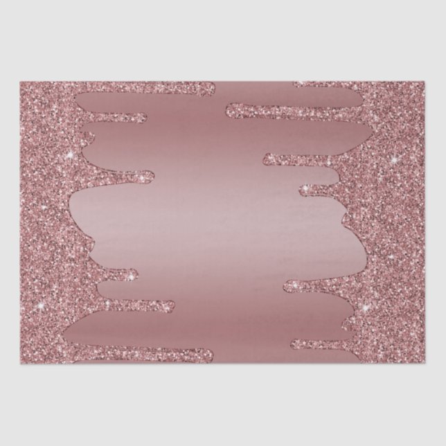 Chic Girly Rose Gold Sparkone Glitzer Tropfen Seidenpapier (Vorderseite)
