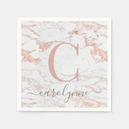 Chic Girly Rose | Marmormonogramm Serviette