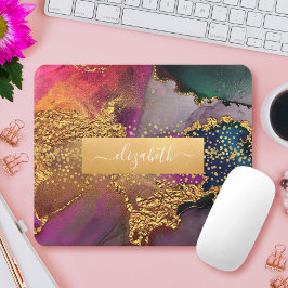 Chic Glam Aquarell Gold lila blau grün Mousepad