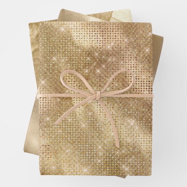 Chic Glam Gold Sparkle Geschenkpapier Set (Beispiel)