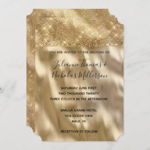 Chic Glam Gold Sparkle Wedding Einladung