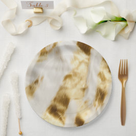 Chic Glam Gold White Cowhide Western Pappteller