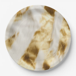 Chic Glam Gold White Cowhide Western Pappteller