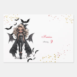 Chic glam gothic beängstigend Girl Geburtstagspart Geschenkpapier Set