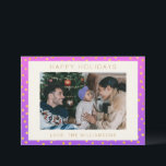 Chic Glam Lila Gold Polka Dot Personalisiertes Fot Feiertagskarte<br><div class="desc">Niedlich Chic Pink und Lila Ombre Gold Polka Dot Pattern Holiday Card</div>