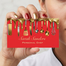 Chic Glam Personal Koch Catering Gold Glitzer Visitenkarte