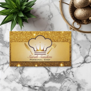 Chic Glam Personal Koch Catering Gold Glitzer Visitenkarte