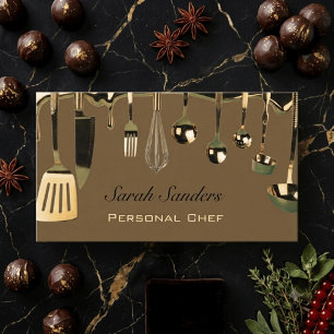 Chic Glam Persönlicher Koch Catering Gold Visitenkarte