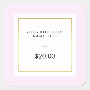 Chic Glam Pink und Gold Preismarke Quadratischer Aufkleber